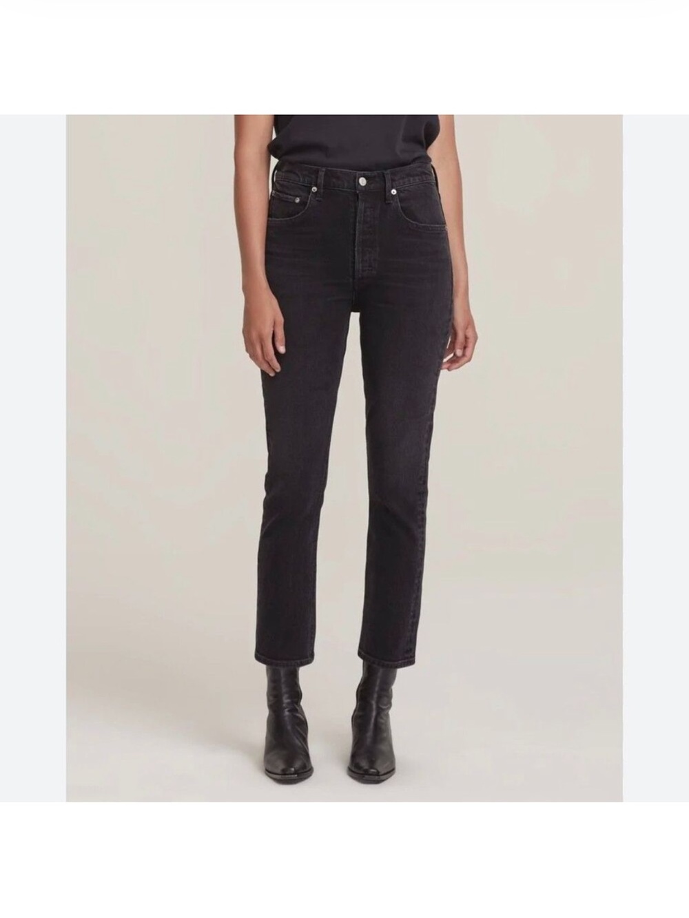 WOMENS AGOLDE RILEY HIGH RISE STRAIGHT BLACK JEANS SIZE 25